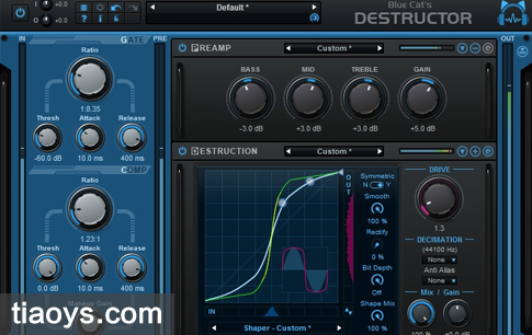 蓝猫成员插件失真amp模拟建模工具 – Blue Cat Audio Blue Cat’s Destructor v1.11[Windows]